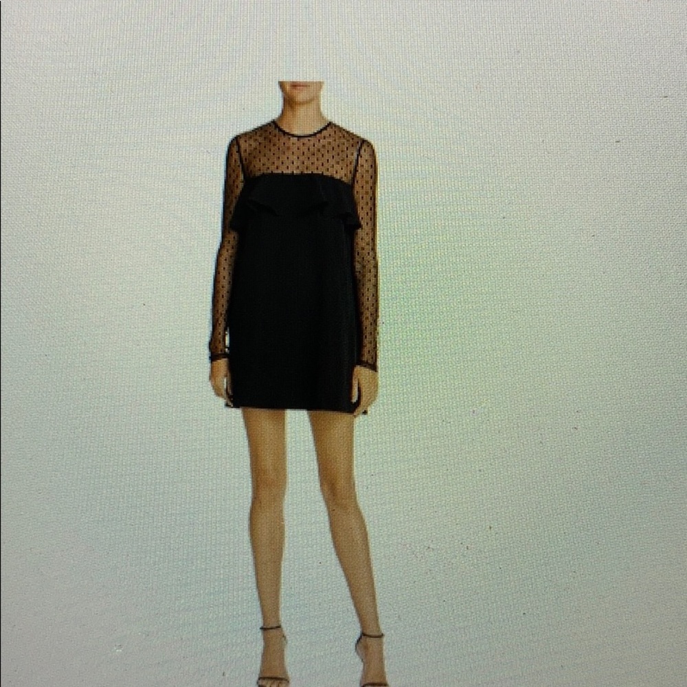 MILLY black Sophie dotted illusion shift dress
